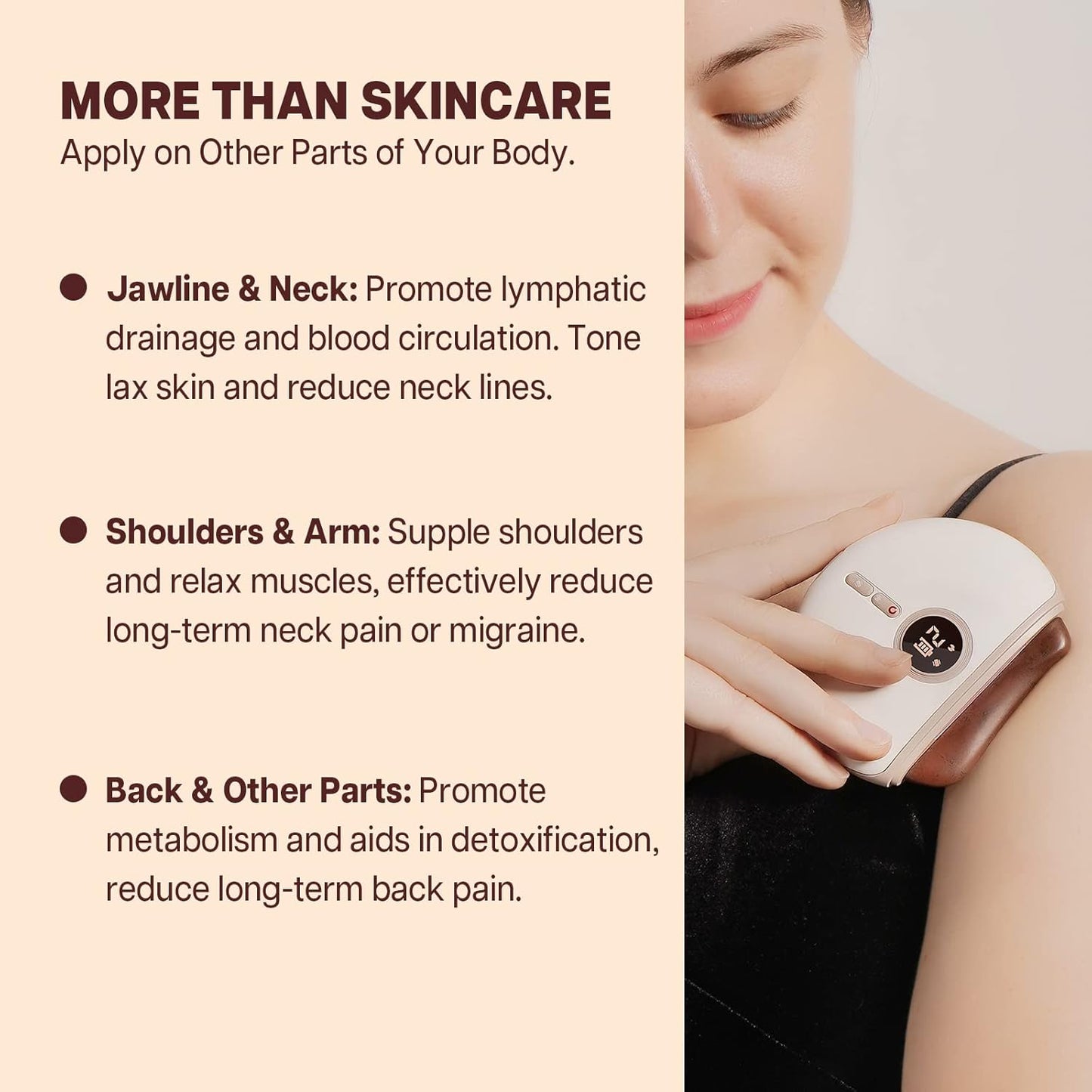 LUX1 Electric Gua Sha Facial Sculpting Tool - 3 Heat & Vibration Levels for Anti-Aging Neck & Face Lift, Rechargeable 1000mAh Battery