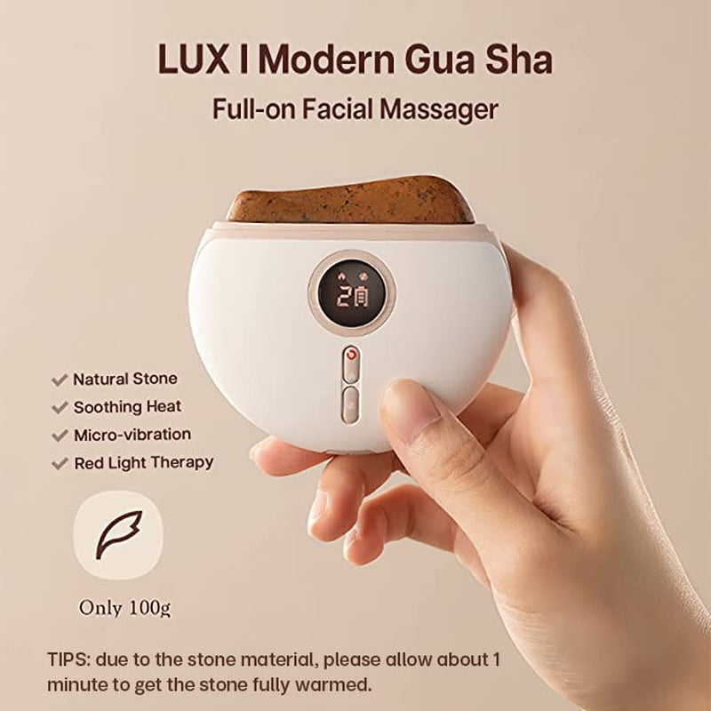 LUX1 Electric Gua Sha Facial Sculpting Tool - 3 Heat & Vibration Levels for Anti-Aging Neck & Face Lift, Rechargeable 1000mAh Battery
