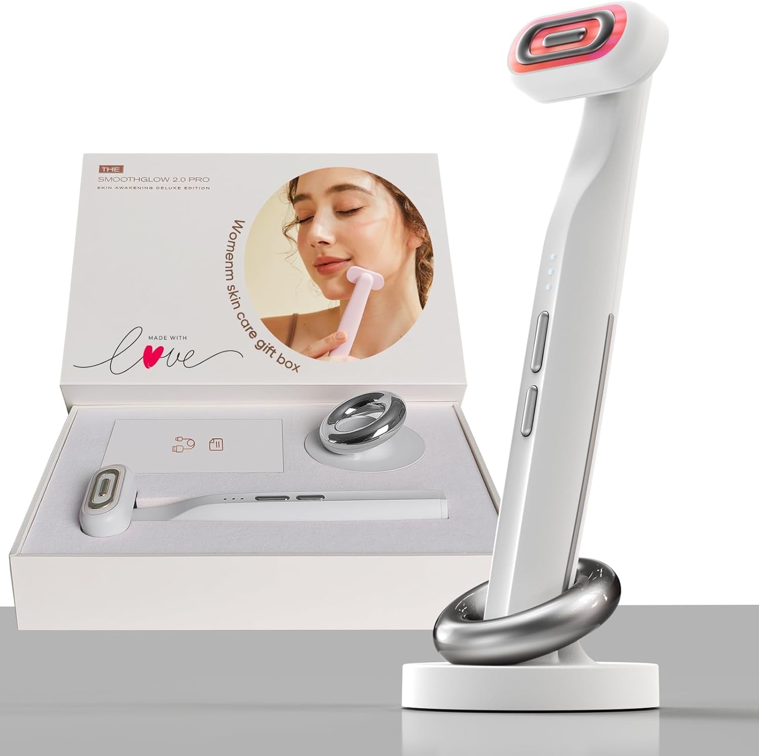 SMOOTHGLOW 2.0 PRO 9-in-1 Red Light Therapy Wand - Ultimate Anti-Aging & Rejuvenation Tool for Radiant Skin, Perfect Gift for Women