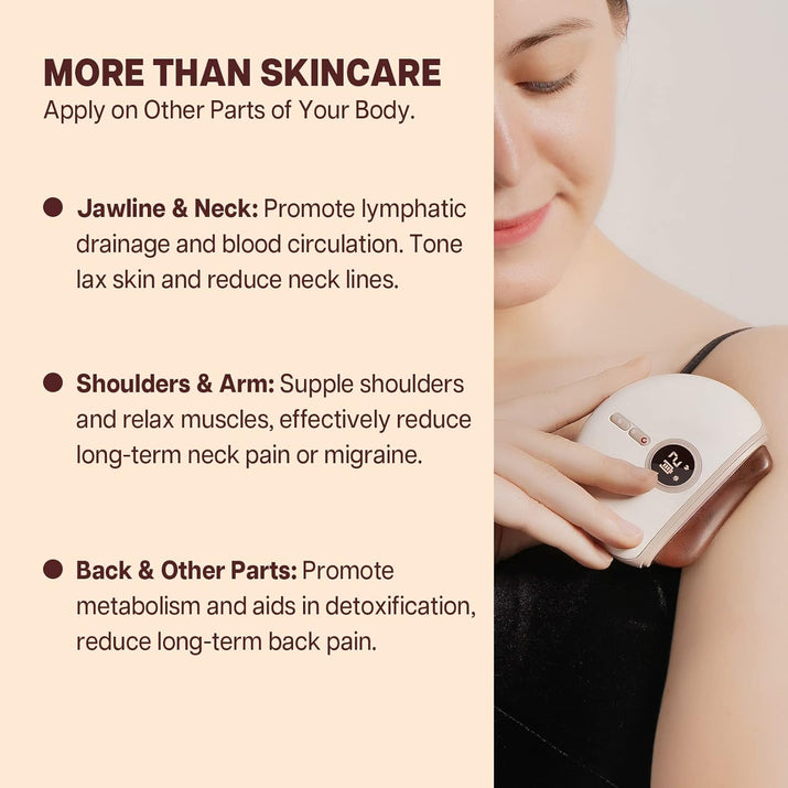 LUX1 Electric Gua Sha Facial Sculpting Tool - 3 Heat & Vibration Levels for Anti-Aging Neck & Face Lift, Rechargeable 1000mAh Battery